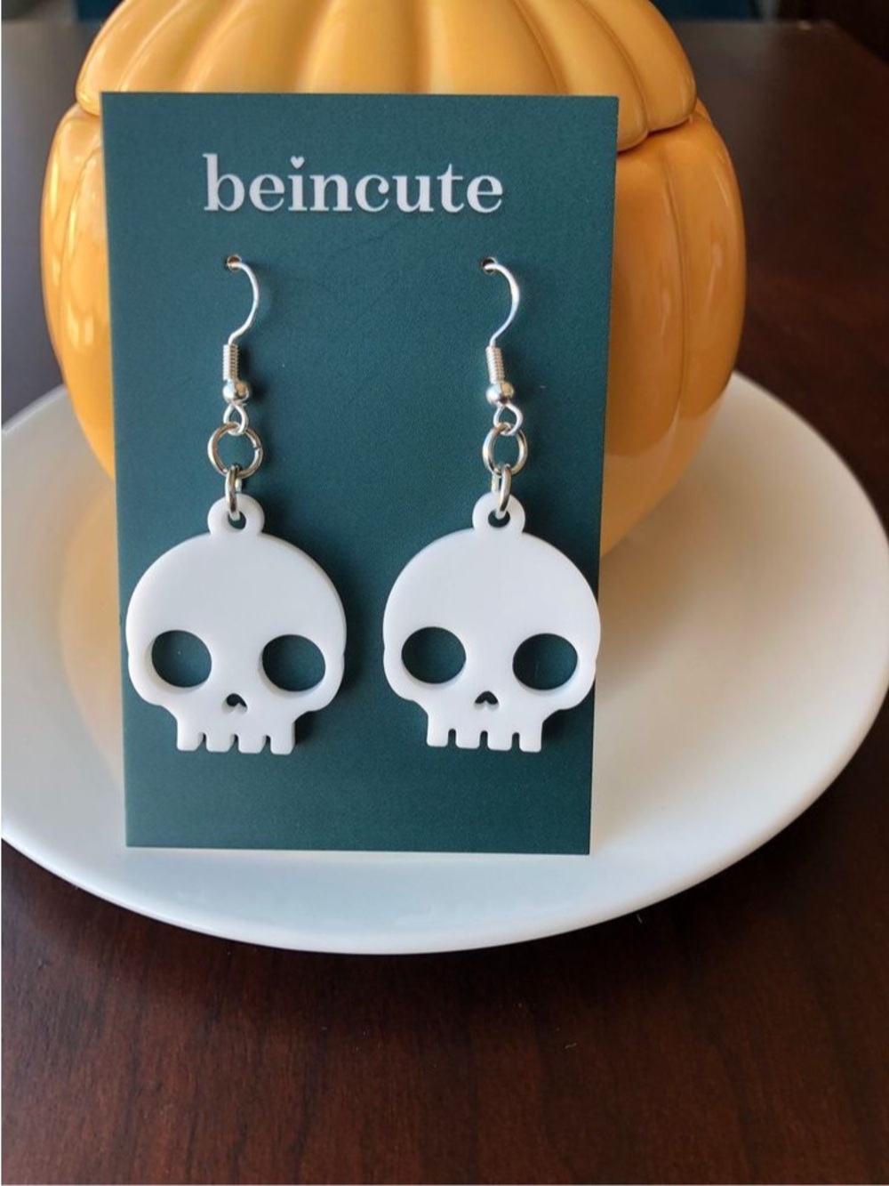 White Skull Dangle Earrings